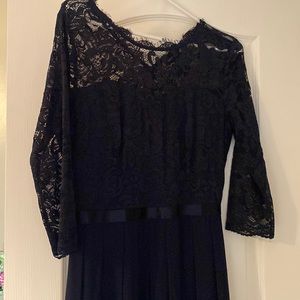 Large Blue Long Sleeve Formal Gown